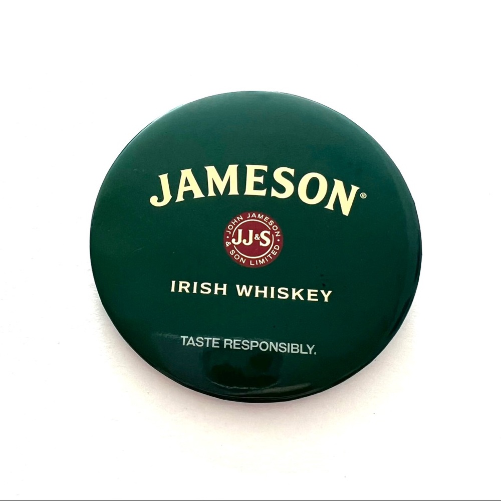 Jameson Irish Whiskey Button Pin Green Silver Tone
